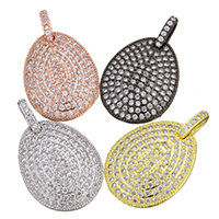 Cubic Zirconia Micro Pave Brass Pendant, Teardrop, plated, micro pave cubic zirconia, more colors for choice, nickel, lead & cadmium free, 20.50x26x3mm, Hole:Approx 7x3mm, 10PCs/Lot, Sold By Lot