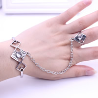 Zinc Alloy Bracelet Ring Rhombus antique silver color plated adjustable & with rhinestone lead & cadmium free 18mm 56mm Inner Approx 56mm US Ring .5 Length Approx 6.5 Inch Sold By Set