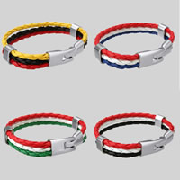 PU Leather Cord Bracelets with Zinc Alloy antique silver color plated 11mm Sold Per Approx 8 Inch Strand