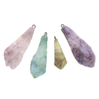 Quartz Gemstone Pendants with brass bail Nuggets natural & colorful plated - Approx 2.5mm Sold By Bag