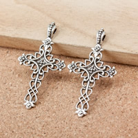 Tibetan Style Cross Pendants, antique silver color plated, hollow, nickel, lead & cadmium free, 38x20x2mm, Hole:Approx 2mm, 360PCs/Lot, Sold By Lot