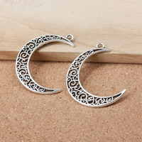 Tibetan Style Moon Pendants, antique silver color plated, hollow, nickel, lead & cadmium free, 41x30x2mm, Hole:Approx 2mm, 300PCs/Lot, Sold By Lot