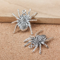 Tibetan Style Animal Pendants, Spider, antique silver color plated, nickel, lead & cadmium free, 26x25x4mm, Hole:Approx 1.5mm, 300PCs/Lot, Sold By Lot