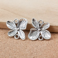 Flower Tibetan Style Connector, antique silver color plated, 1/1 loop, nickel, lead & cadmium free, 20x19x3mm, Hole:Approx 2mm, 300PCs/Lot, Sold By Lot