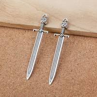 Zinc Alloy Pendants Sword antique silver color plated nickel lead & cadmium free Approx 2mm Sold By Lot
