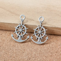 Zinc Alloy Tool Pendants Ship Wheel antique silver color plated nickel lead & cadmium free Approx 2mm Sold By Lot