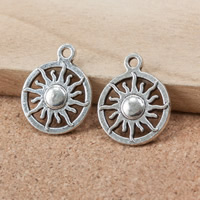 Tibetan Style Flat Round Pendants, antique silver color plated, nickel, lead & cadmium free, 19x16x2mm, Hole:Approx 2mm, 400PCs/Lot, Sold By Lot