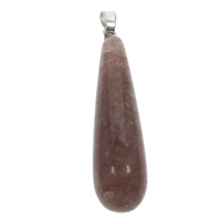 Strawberry Quartz Pendant, with iron bail, Teardrop, platinum color plated, natural, 14x50mm-15x53mm, Hole:Approx 3x5mm, 10PCs/Bag, Sold By Bag
