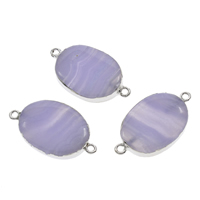 Sodalite Connector, with Iron, Flat Oval, platinum color plated, 1/1 loop, 32x18x6mm-34x20x7mm, Hole:Approx 2mm, 10PCs/Bag, Sold By Bag