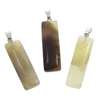 Lace Agate Pendants, with iron bail, Rectangle, platinum color plated, dyed, mixed colors, 11x35x8mm-13x42x9mm, Hole:Approx 3x5mm, 10PCs/Bag, Sold By Bag