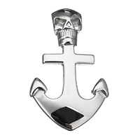 Stainless Steel Skull Pendants, Anchor, nautical pattern & with skull pattern & Halloween Jewelry Gift, original color, 26x43x8.50mm, Hole:Approx 8x4mm, 10PCs/Lot, Sold By Lot