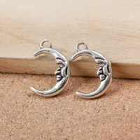 Tibetan Style Moon Pendants, antique silver color plated, nickel, lead & cadmium free, 22x15x4mm, Hole:Approx 2mm, 300PCs/Lot, Sold By Lot