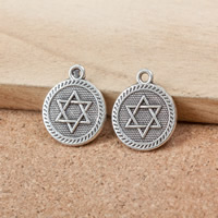 Tibetan Style Flat Round Pendants, antique silver color plated, nickel, lead & cadmium free, 18x15x2mm, Hole:Approx 2mm, 300PCs/Lot, Sold By Lot