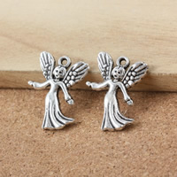 Character Tibetan Style Pendants, Angel, antique silver color plated, nickel, lead & cadmium free, 24x19x3mm, Hole:Approx 1.5mm, 200PCs/Lot, Sold By Lot