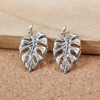 Tibetan Style Leaf Pendants, antique silver color plated, nickel, lead & cadmium free, 20x12x2mm, Hole:Approx 1mm, 500PCs/Lot, Sold By Lot