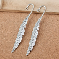 Tibetan Style Bookmark, Feather, antique silver color plated, nickel, lead & cadmium free, 114x12x3mm, Hole:Approx 3mm, 100PCs/Lot, Sold By Lot
