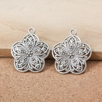 Tibetan Style Flower Pendants, antique silver color plated, nickel, lead & cadmium free, 29x26x2mm, Hole:Approx 2mm, 200PCs/Lot, Sold By Lot