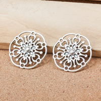 Flower Tibetan Style Connector, antique silver color plated, 3/3 loop, nickel, lead & cadmium free, 32x31mm, Hole:Approx 3mm, 200PCs/Lot, Sold By Lot