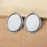 Tibetan Style Pendant Cabochon Setting, Flat Oval, antique silver color plated, nickel, lead & cadmium free, 53x39x2mm, Hole:Approx 3mm, Inner Diameter:Approx 40x30mm, 100PCs/Lot, Sold By Lot