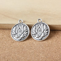 Tibetan Style Flat Round Pendants, antique silver color plated, nickel, lead & cadmium free, 24x20x3mm, Hole:Approx 2mm, 200PCs/Lot, Sold By Lot