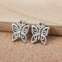 Tibetan Style Animal Pendants, Butterfly, antique silver color plated, nickel, lead & cadmium free, 14x12x2mm, Hole:Approx 2mm, 500PCs/Lot, Sold By Lot