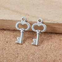 Tibetan Style Key Pendants, antique silver color plated, nickel, lead & cadmium free, 16x9x2mm, Hole:Approx 1.5mm, 500PCs/Lot, Sold By Lot