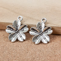Tibetan Style Flower Pendants, antique silver color plated, nickel, lead & cadmium free, 20x17x3mm, Hole:Approx 2mm, 360PCs/Bag, Sold By Bag