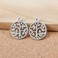 Tibetan Style Flat Round Pendants, antique silver color plated, nickel, lead & cadmium free, 18x15x1.50mm, Hole:Approx 2mm, 300PCs/Lot, Sold By Lot