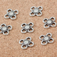 Flower Tibetan Style Connector, antique silver color plated, 2/2 loop, nickel, lead & cadmium free, 11x9x1.50mm, Hole:Approx 2mm, 500PCs/Lot, Sold By Lot