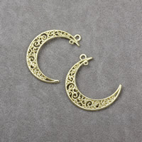 Tibetan Style Moon Pendants, gold color plated, with loop, nickel, lead & cadmium free, 41x31x1mm, Hole:Approx 2mm, 1mm, 100PCs/Lot, Sold By Lot