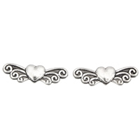 Tibetan Style Heart Beads, Winged Heart, antique silver color plated, lead & cadmium free, 24x7x4mm, Hole:Approx 1mm, 100G/Bag, Sold By Bag