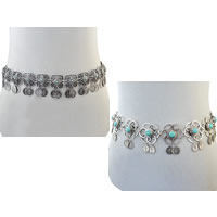 Tibetan Style Waist Chain, with Turquoise, antique silver color plated, different styles for choice, nickel, lead & cadmium free, Length:Approx 25 Inch, Approx 16 Inch, 3Strands/Lot, Sold By Lot