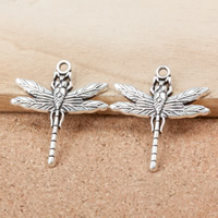 Zinc Alloy Animal Pendants Dragonfly antique silver color plated nickel lead & cadmium free Approx 2mm Sold By Lot