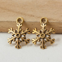 Tibetan Style Christmas Pendants, Snowflake, antique gold color plated, nickel, lead & cadmium free, 18x13x1mm, Hole:Approx 2mm, 500PCs/Lot, Sold By Lot