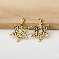 Tibetan Style Christmas Pendants, Snowflake, antique gold color plated, nickel, lead & cadmium free, 23x18x1mm, Hole:Approx 1.5mm, 300PCs/Lot, Sold By Lot
