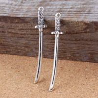 Tibetan Style Tool Pendants, Sword, antique silver color plated, nickel, lead & cadmium free, 50x8x7mm, Hole:Approx 2mm, 200PCs/Lot, Sold By Lot