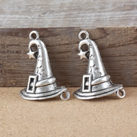 Tibetan Style Hat Pendants, Christmas Hat, antique silver color plated, with loop, nickel, lead & cadmium free, 36x27x9mm, Hole:Approx 3mm, 100PCs/Lot, Sold By Lot