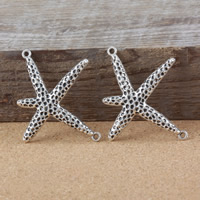 Animal Tibetan Style Connector, Starfish, antique silver color plated, 1/1 loop, nickel, lead & cadmium free, 44x50x3mm, Hole:Approx 2mm, 200PCs/Lot, Sold By Lot