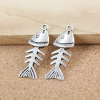 Tibetan Style Animal Pendants, Fish Bone, antique silver color plated, nickel, lead & cadmium free, 18x21x4mm, Hole:Approx 2mm, 200PCs/Lot, Sold By Lot