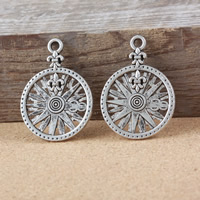 Tibetan Style Flat Round Pendants, antique silver color plated, nickel, lead & cadmium free, 37x26x2mm, Hole:Approx 3mm, 200PCs/Lot, Sold By Lot
