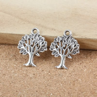 Tree Of Life Pendants, Tibetan Style, antique silver color plated, nickel, lead & cadmium free, 21x16x1.50mm, Hole:Approx 2mm, 500PCs/Lot, Sold By Lot