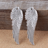 Wing Shaped Tibetan Style Pendants, antique silver color plated, nickel, lead & cadmium free, 51x17x3mm, Hole:Approx 2mm, 200PCs/Lot, Sold By Lot