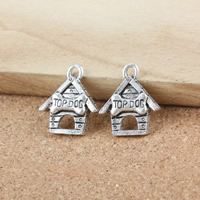Tibetan Style, House, antique silver color plated, nickel, lead & cadmium free, 20x16x3mm, Hole:Approx 2mm, 300PCs/Lot, Sold By Lot