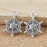 Zinc Alloy Ship Wheel & Anchor Pendant antique silver color plated nickel lead & cadmium free Approx 1.5mm Sold By Lot