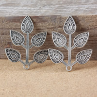 Tibetan Style Leaf Pendants, antique silver color plated, nickel, lead & cadmium free, 39x31x2mm, Hole:Approx 2mm, 100PCs/Lot, Sold By Lot