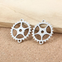 Tibetan Style Connector, Gear Wheel, antique silver color plated, 1/1 loop, nickel, lead & cadmium free, 28x25x2mm, Hole:Approx 7mm, 200PCs/Lot, Sold By Lot