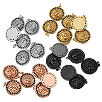 Cubic Zirconia Micro Pave Brass Pendant, Flat Round, plated, micro pave cubic zirconia, more colors for choice, nickel, lead & cadmium free, 15x17x6mm, 19mm, Hole:Approx 2mm, 20PCs/Lot, Sold By Lot