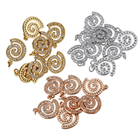 Cubic Zirconia Micro Pave Brass Pendant, Helix, plated, micro pave cubic zirconia, more colors for choice, nickel, lead & cadmium free, 12.5x13.5x2mm, 16mm, Hole:Approx 2.5mm, 20PCs/Lot, Sold By Lot