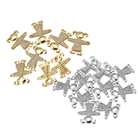 Cubic Zirconia Micro Pave Brass Connector, Girl, plated, micro pave cubic zirconia & 1/1 loop, more colors for choice, nickel, lead & cadmium free, 17x19x2mm, Hole:Approx 1.5x0.5mm, 20PCs/Lot, Sold By Lot