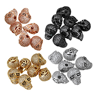 Cubic Zirconia Micro Pave Brass Beads Skull plated micro pave cubic zirconia & hollow nickel lead & cadmium free Approx 2mm Sold By Lot
